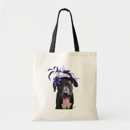 Black Labrador med blå fascinator Tygkasse