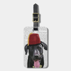 Black Labrador med Fez Bagagebricka