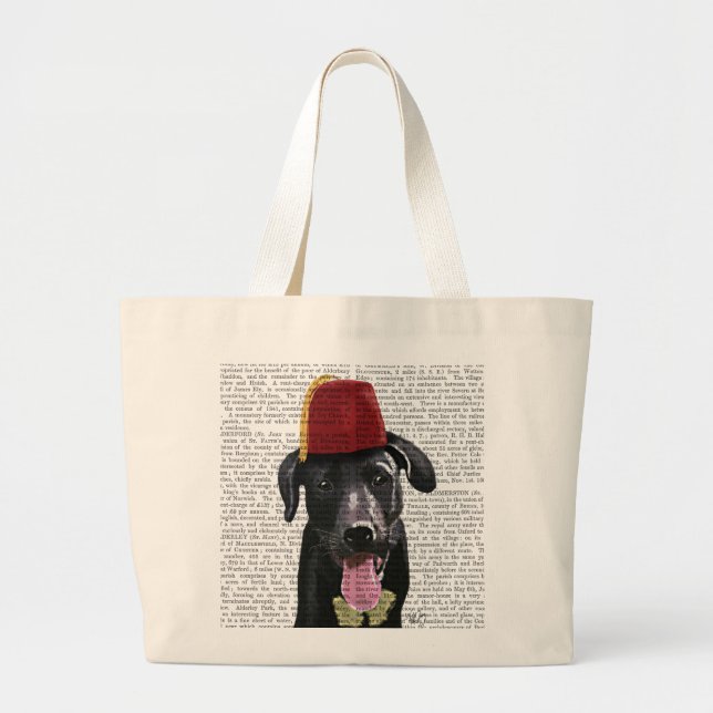 Black Labrador med Fez Jumbo Tygkasse (Framsidan)