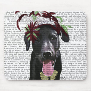 Black Labrador med Grönt Fascinator Musmatta