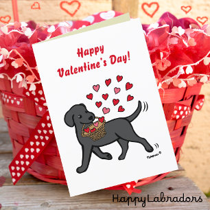 Black Labrador med hjärtan Valentine Helgkort