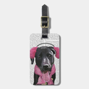 Black Labrador med öronsvampar Bagagebricka