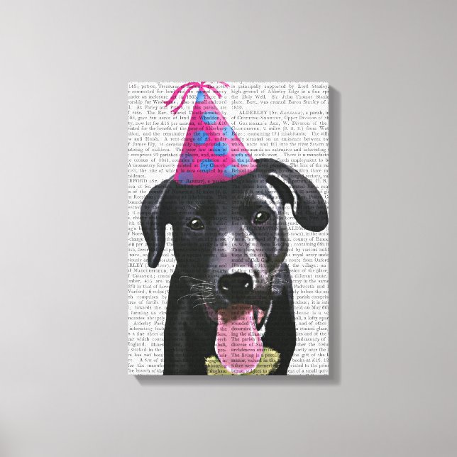 Black Labrador med Party Hat Canvastryck (Framsida)