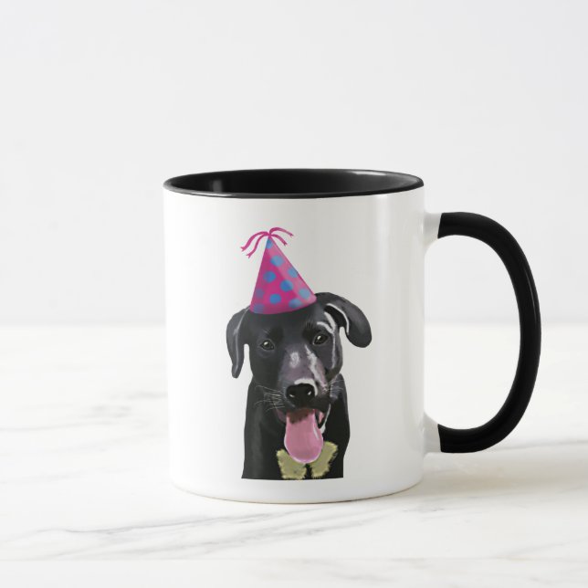 Black Labrador med Party Hat Mugg (Höger)