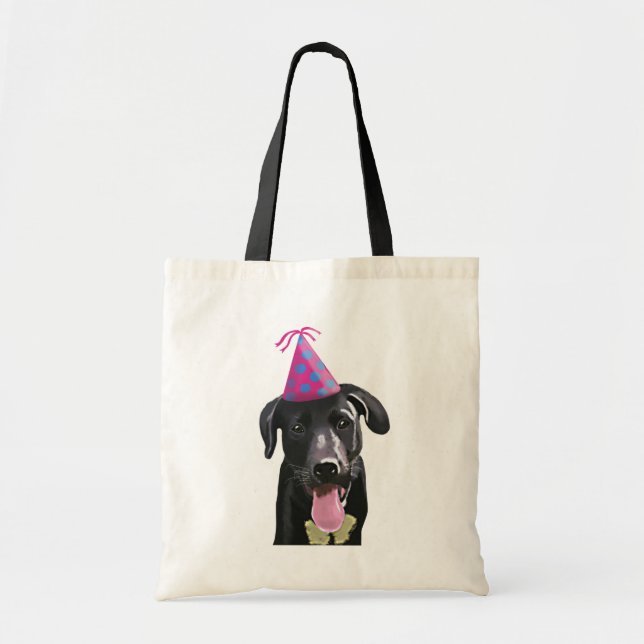 Black Labrador med Party Hat Tygkasse (Framsidan)