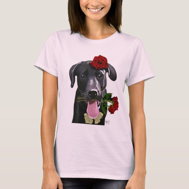 Black Labrador med Ro 2 T-shirt (Framsida)