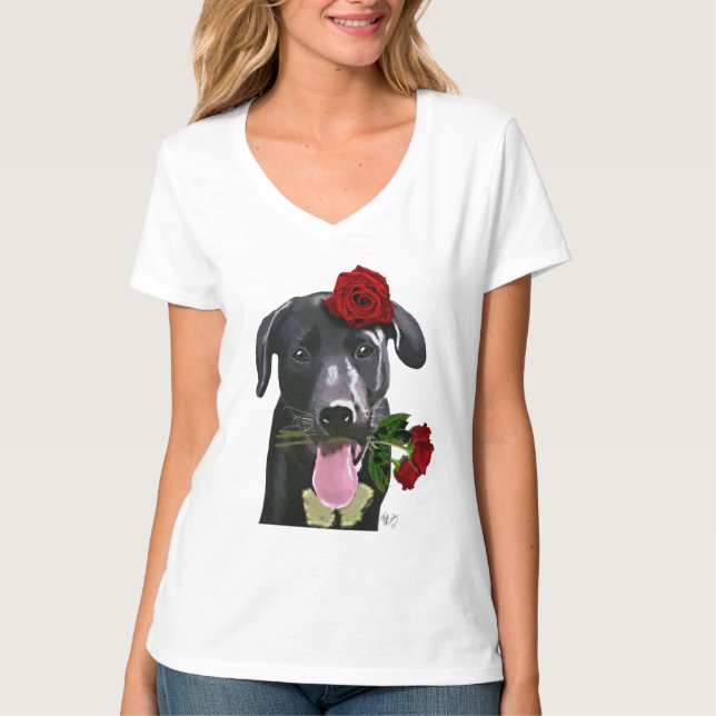 Black Labrador med Ro 2 Tee (Framsida)