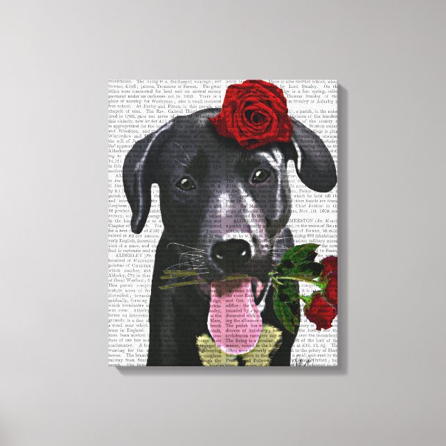 Black Labrador med Ro Canvastryck (Framsida)