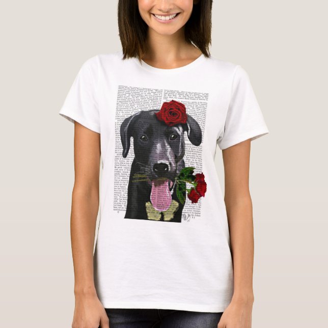 Black Labrador med Ro Tee Shirt (Framsida)