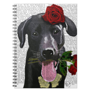 Black Labrador med Rosor Anteckningsbok Med Spiral