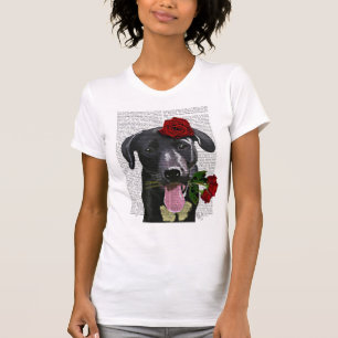 Black Labrador med Rosor Tee
