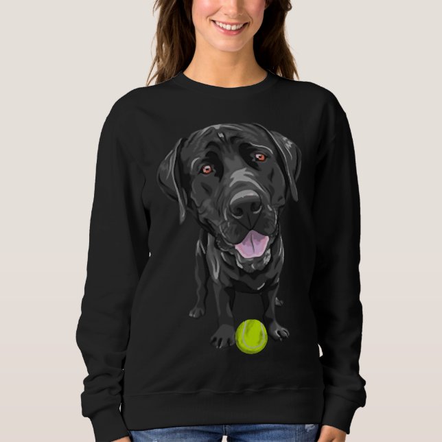 Black Labrador med tennis Boll Scoop T Shirt (Framsida)