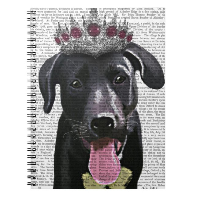 Black Labrador med Tiara Anteckningsbok Med Spiral (Framsidan)