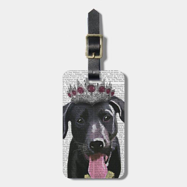 Black Labrador med Tiara Bagagebricka (Vertikal Framsida)