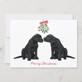 Black Labrador Mistletoe Cute Hund Puppy Inbjudningar