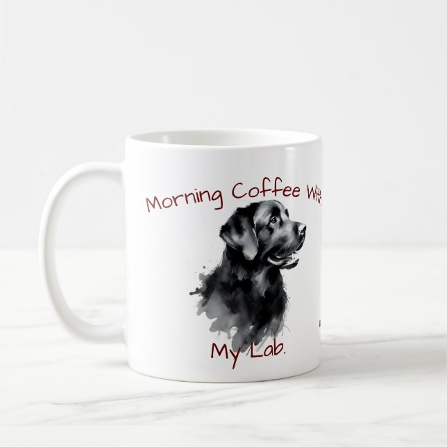 Black Labrador Morgonkaffe/PERSONALIZE Kaffemugg (Vänster)