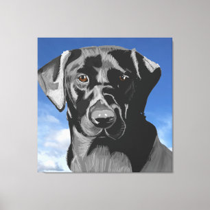 Black Labrador mot Blå himmel Canvastryck