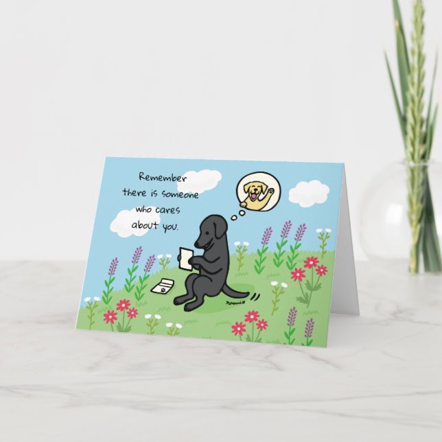 Black Labrador och Brev Någon Cares Kort (Framsida)