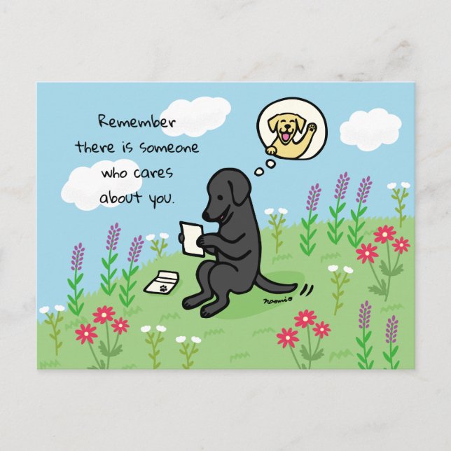 Black Labrador och Brev Någon Cares Vykort (Framsida)