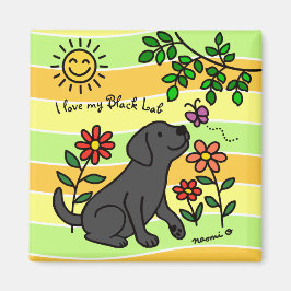Black Labrador och Grönt Citrus Färg Magnet