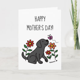 Black Labrador och Grönt Mors dag Kort