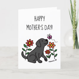 Black Labrador och Grönt Mors dag Kort