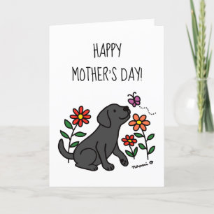 Black Labrador och Grönt Mors dag Kort