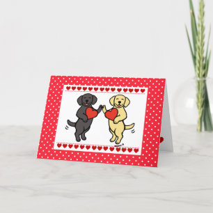 Black Labrador och Gult Labrador Valentine Helgkort