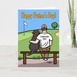 Black Labrador och Pappa vid Golf Course Brown Hai Tack Kort