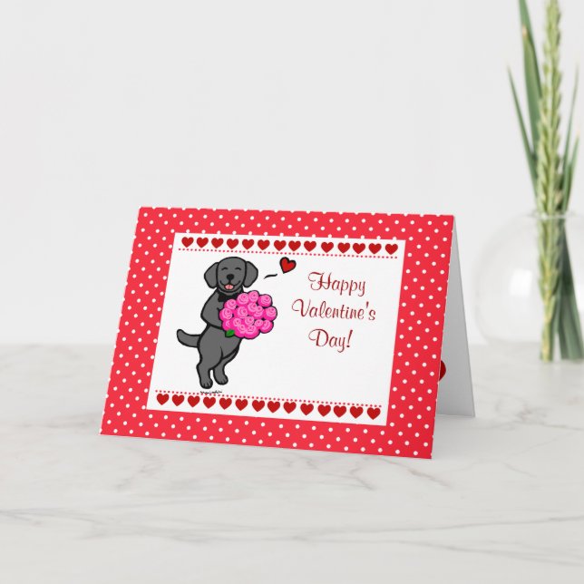 Black Labrador och Ro Valentine Helgkort (Framsida)
