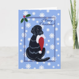 Black Labrador och Santa Hat Snowflake-jul Helgkort