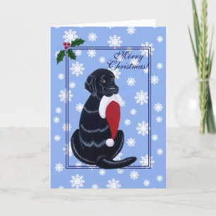 Black Labrador och Santa Hat Snowflake-jul Helgkort