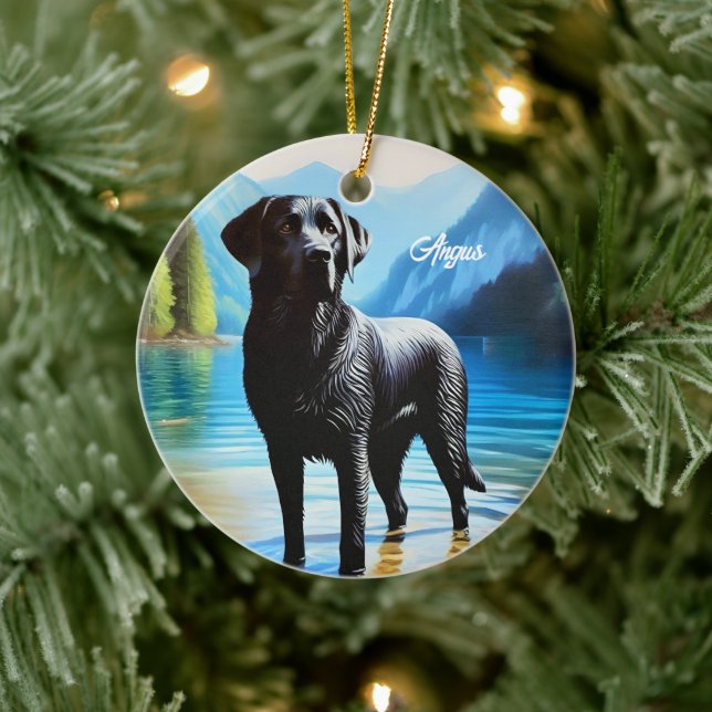 Black Labrador och Sjö Julgransprydnad Keramik (Träd)