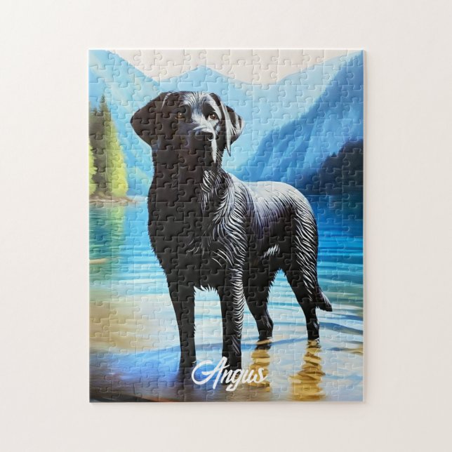 Black Labrador och Sjö Pussel (Vertikal)