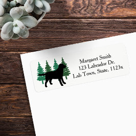 Black Labrador Outline Evergreen Returadress Etikett