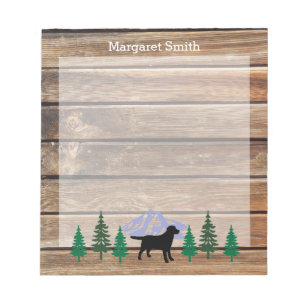 Black Labrador Outline Evergreen Träd Antecknings Anteckningsblock