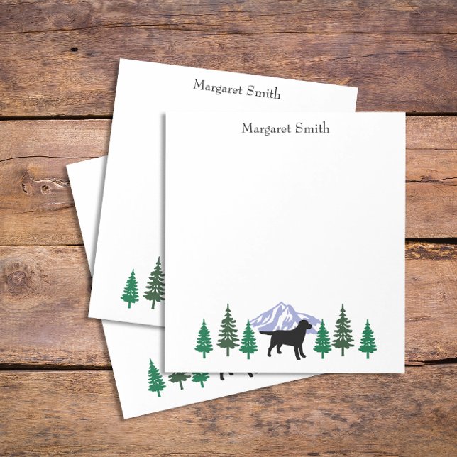 Black Labrador Outline Evergreen Träd Anteckningsb Anteckningsblock (Personalized Black Labrador Outline Evergreen Trees Design Notepad for Labrador Owners.  Silhouette.)