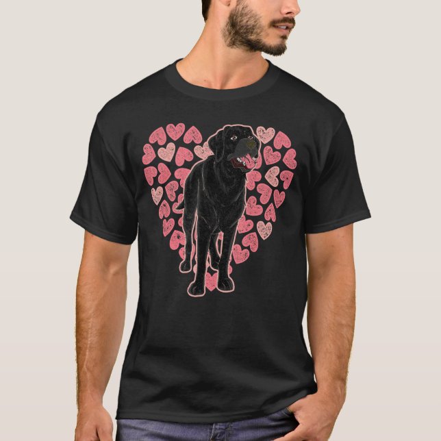 Black Labrador Owner Animal Pet Hearts Hund Black  T Shirt (Framsida)