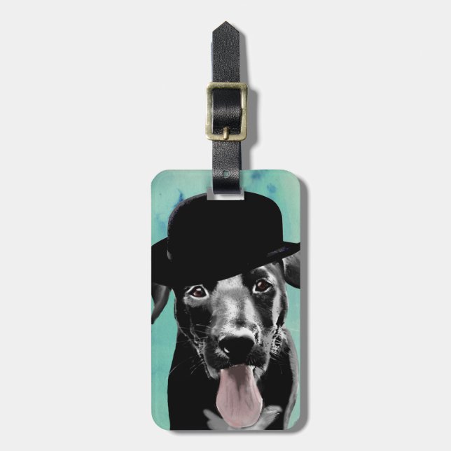 Black Labrador på Bowlareare Hat Bagagebricka (Vertikal Framsida)