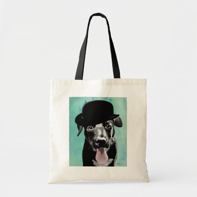 Black Labrador på Bowlareare Hat Tygkasse (Framsidan)
