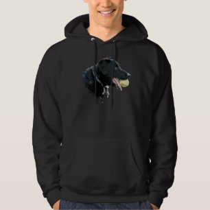 Black Labrador på stranden med tennis Boll Hoodie