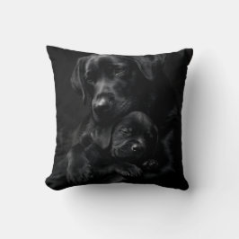 Black Labrador, parent and child, Hug of love Kudde