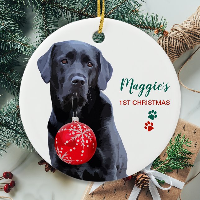 Black Labrador Personlig Cute Hund jul Julgransprydnad Keramik (Skapare uppladdad)