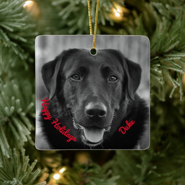 Black Labrador Photo Pet Hund Ceramic Ornament (Träd)