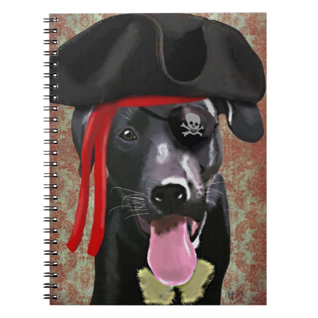 Black Labrador Pirat Hund Anteckningsbok (Framsidan)