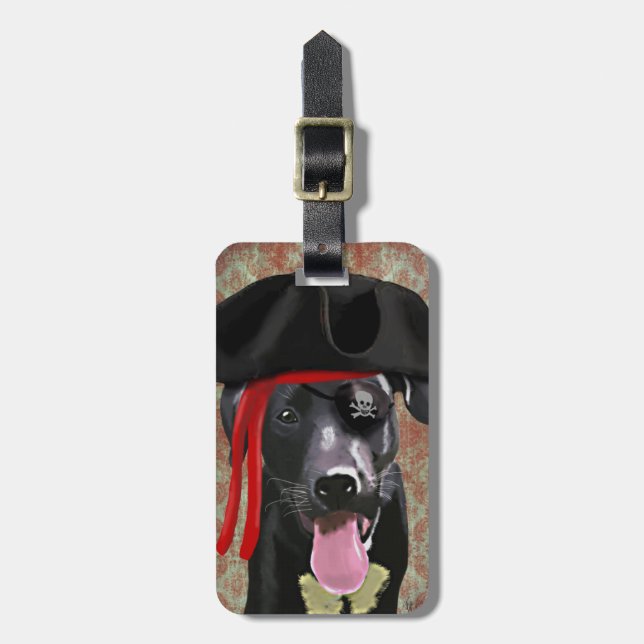Black Labrador Pirat Hund Bagagebricka (Vertikal Framsida)