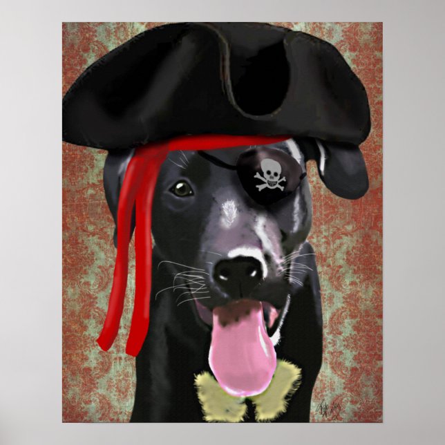 Black Labrador Pirat Hund Poster (Framsidan)