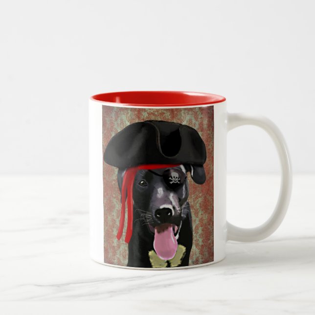Black Labrador Pirat Hund Två-Tonad Mugg (Höger)