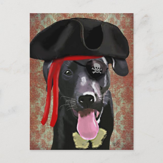Black Labrador Pirat Hund Vykort (Framsida)