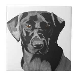 Black Labrador Porträtt Kakelplatta